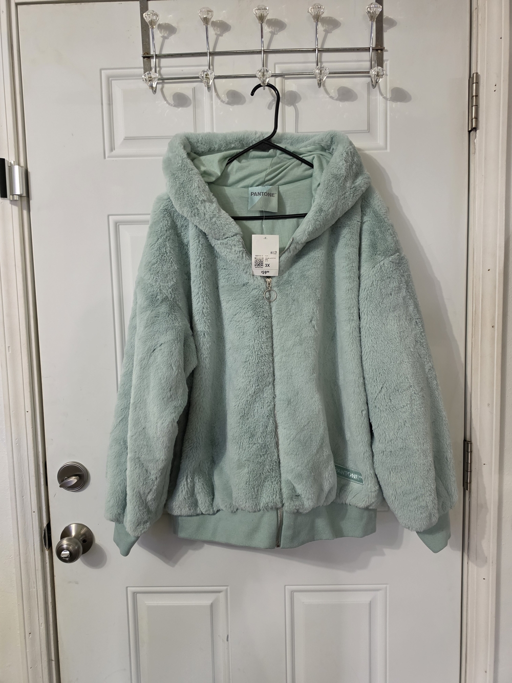 NWT Forever 21 Plus x Pantone Sage Faux Fur Hooded Jacket 3X